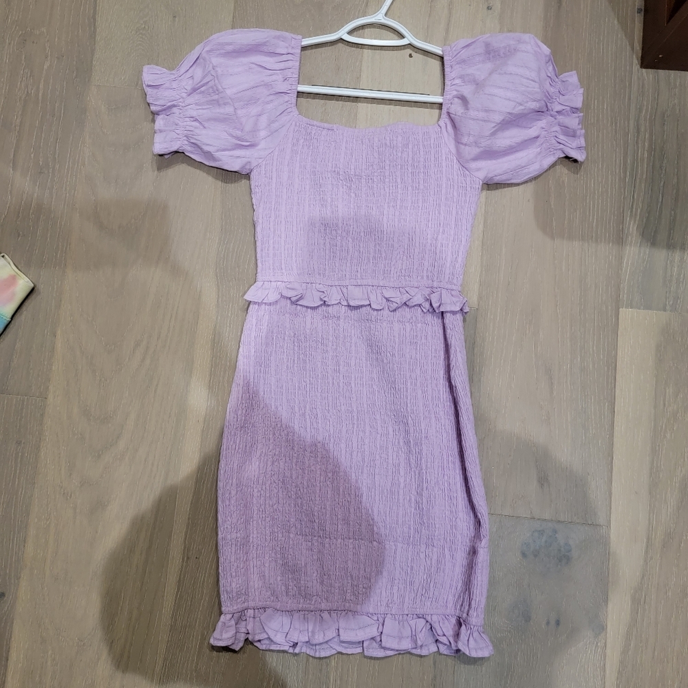 Puffed sleeve fitted scrunch dress